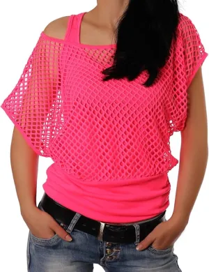 Mesh Summer's Top For Women-2451-Pink