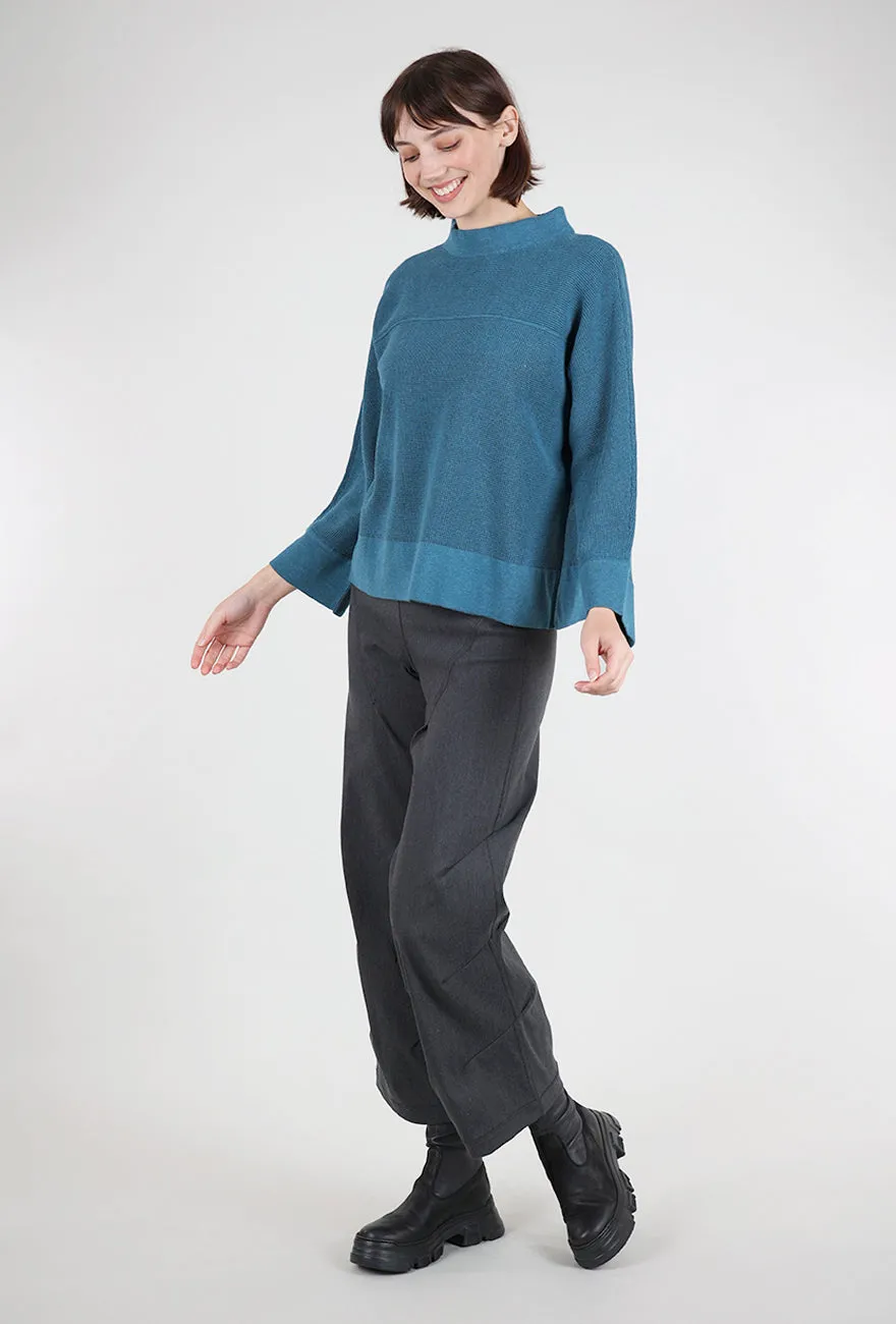 Microthermal Knit Dolman Funnel Sweater, Ocean
