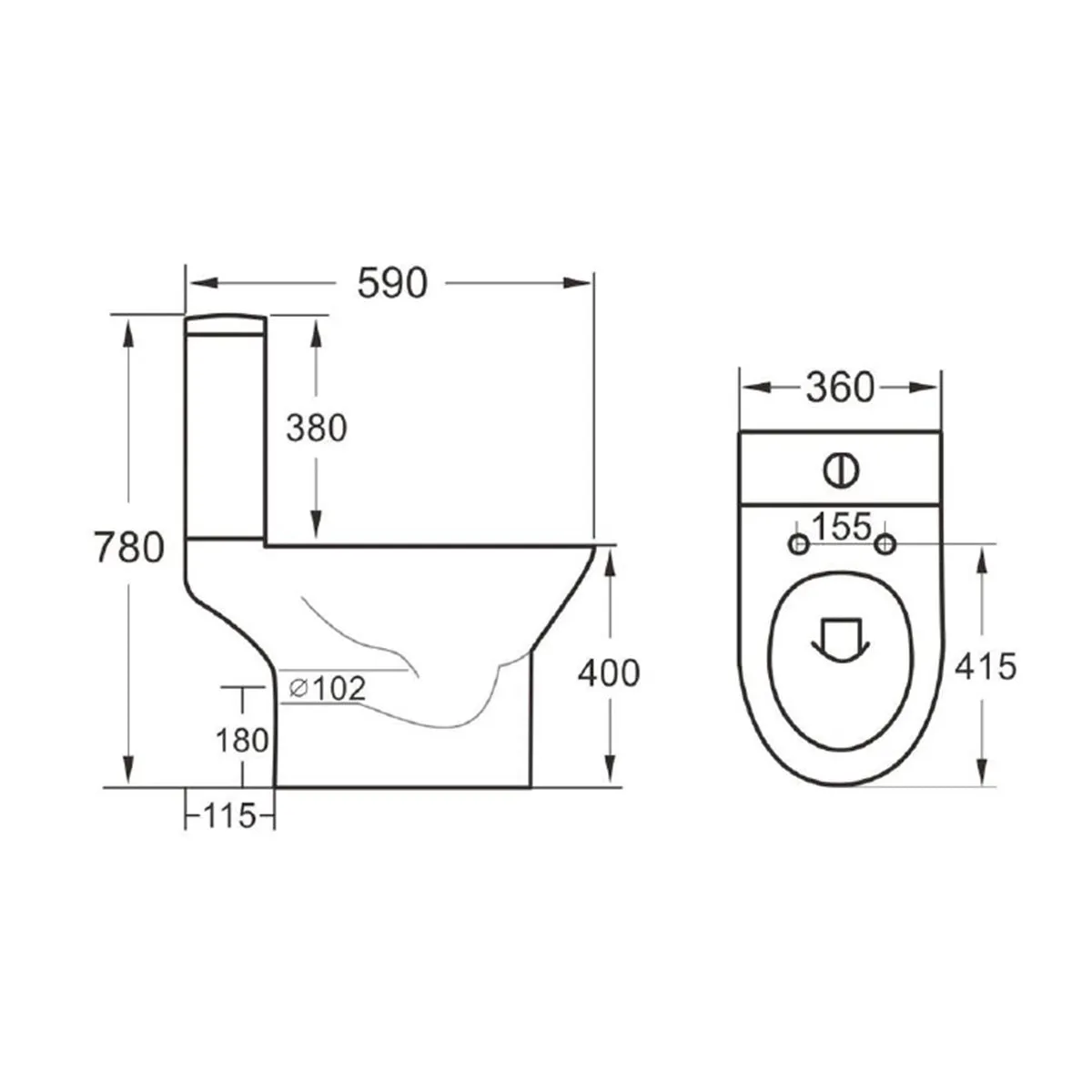 Middleton Rimless Open Back Scudo WC Toilet with Soft Close Seat Option