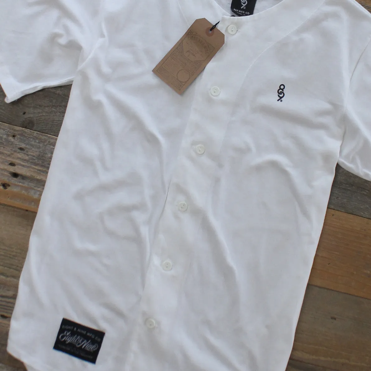 Mini Keys Cotton Baseball Jersey White