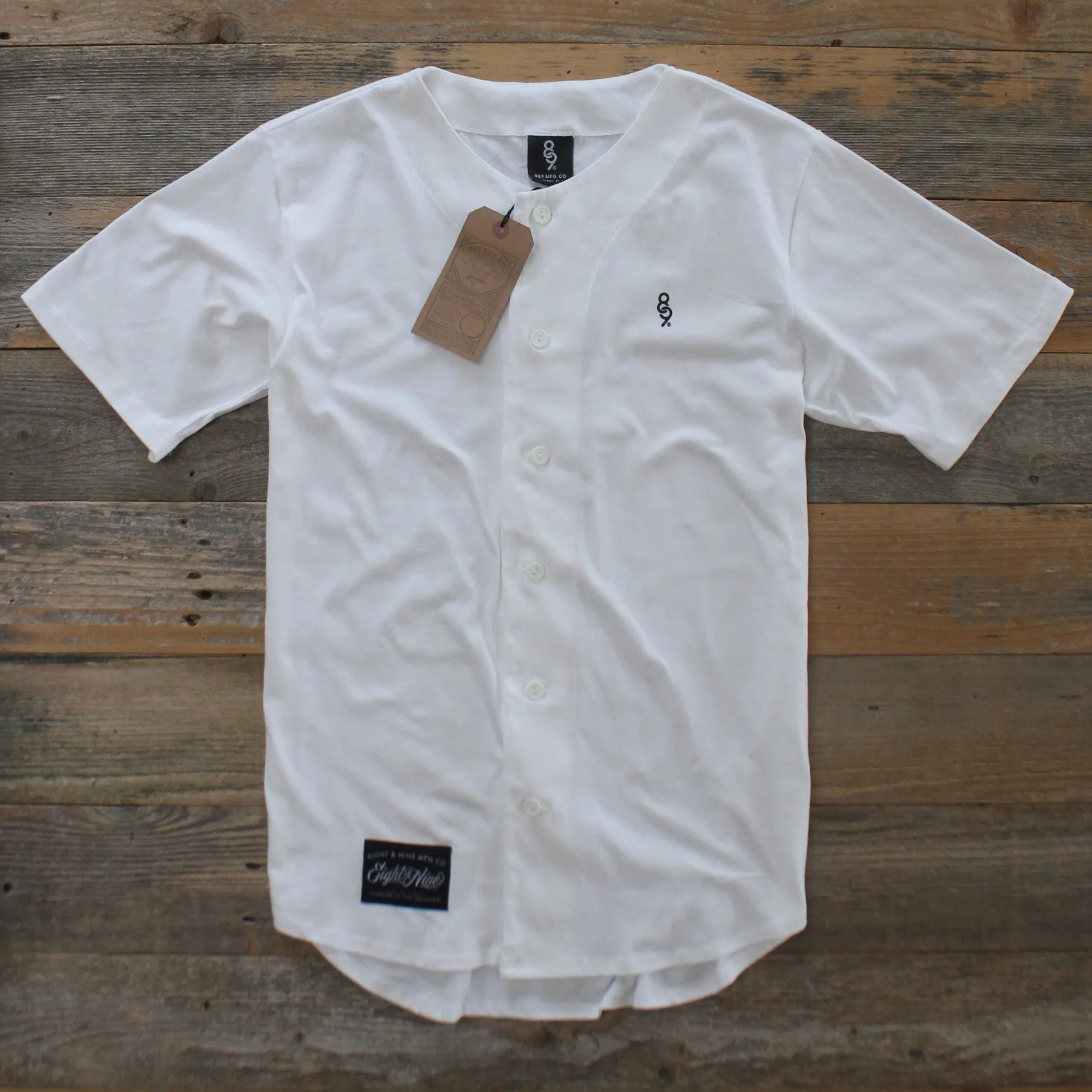 Mini Keys Cotton Baseball Jersey White