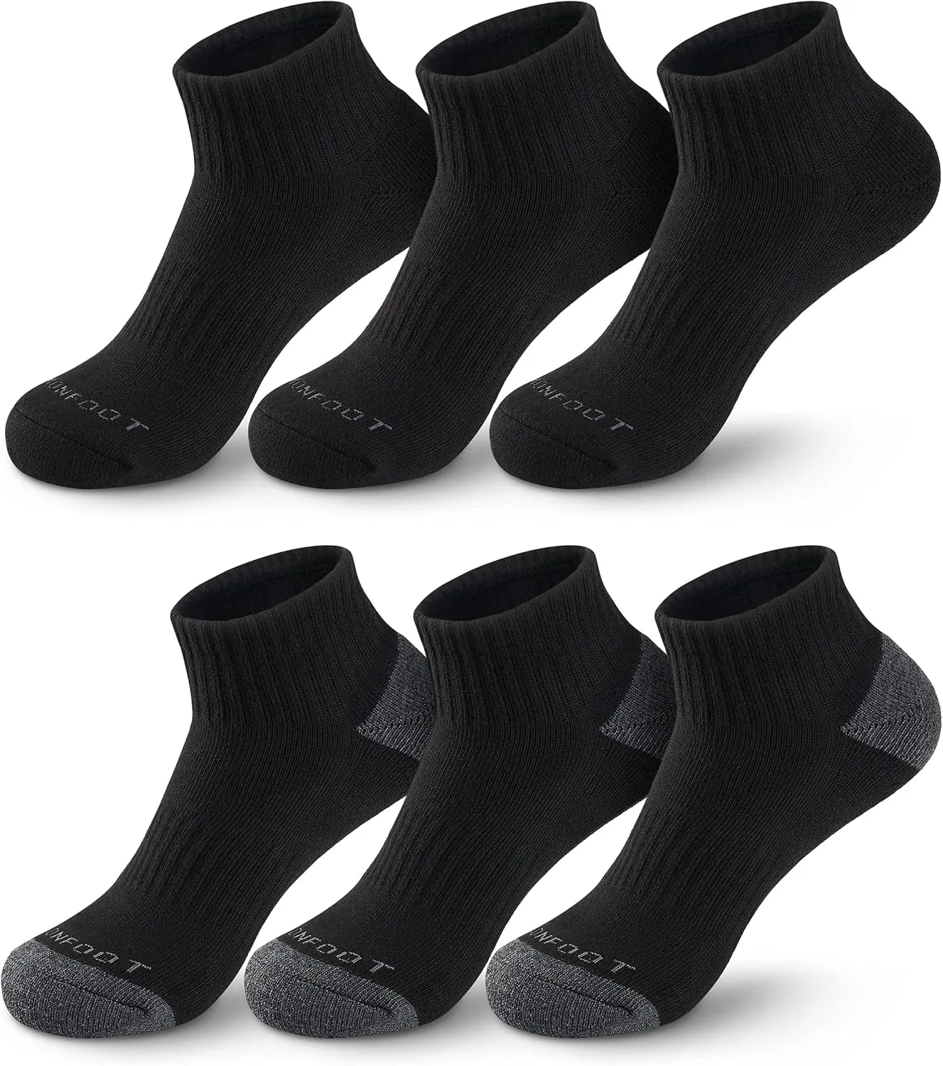 MONFOOT Men's/Women's 6 Pairs Daily Cushion Comfort Fit Performance Quarter Socks Multipack