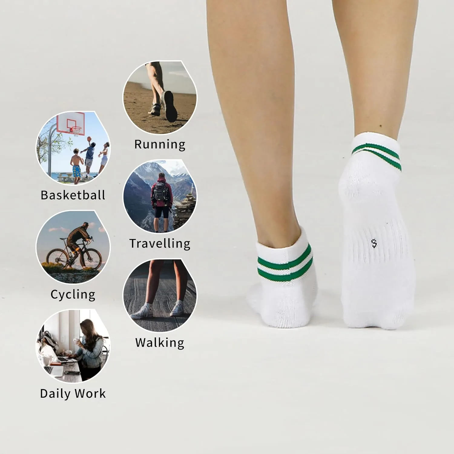 MONFOOT Men's/Women's 6 Pairs Daily Cushion Comfort Fit Performance Quarter Socks Multipack