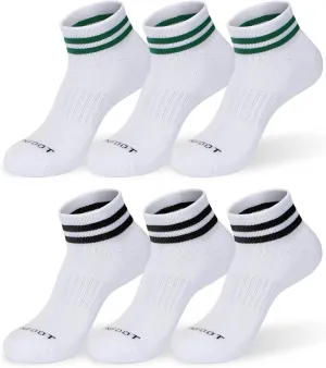 MONFOOT Men's/Women's 6 Pairs Daily Cushion Comfort Fit Performance Quarter Socks Multipack