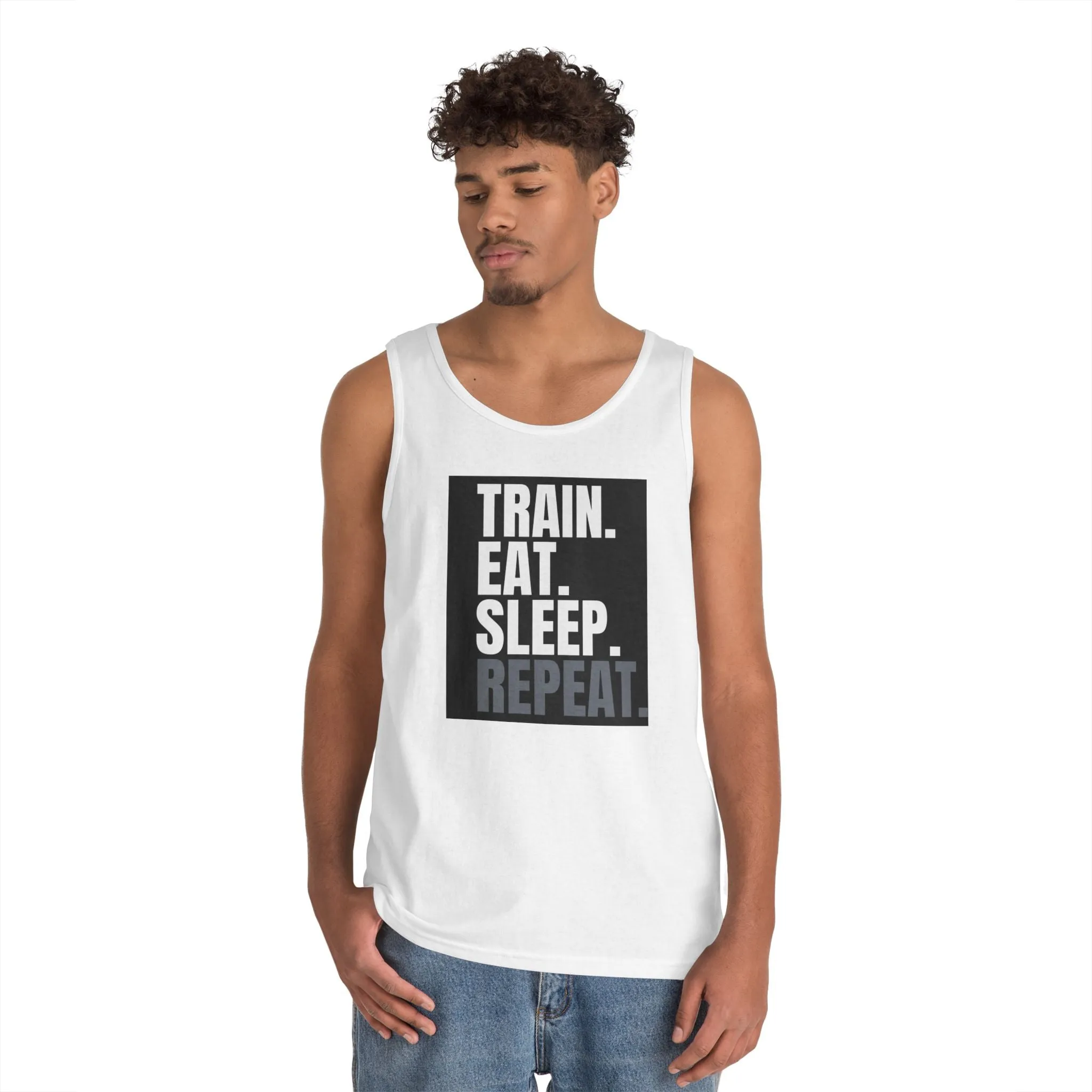 Motivational Workout Tank Top - Train, Eat, Sleep, Repeat