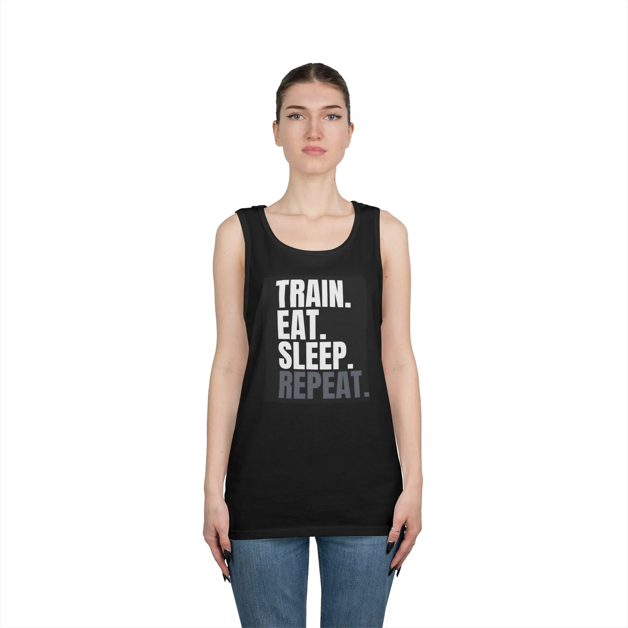 Motivational Workout Tank Top - Train, Eat, Sleep, Repeat