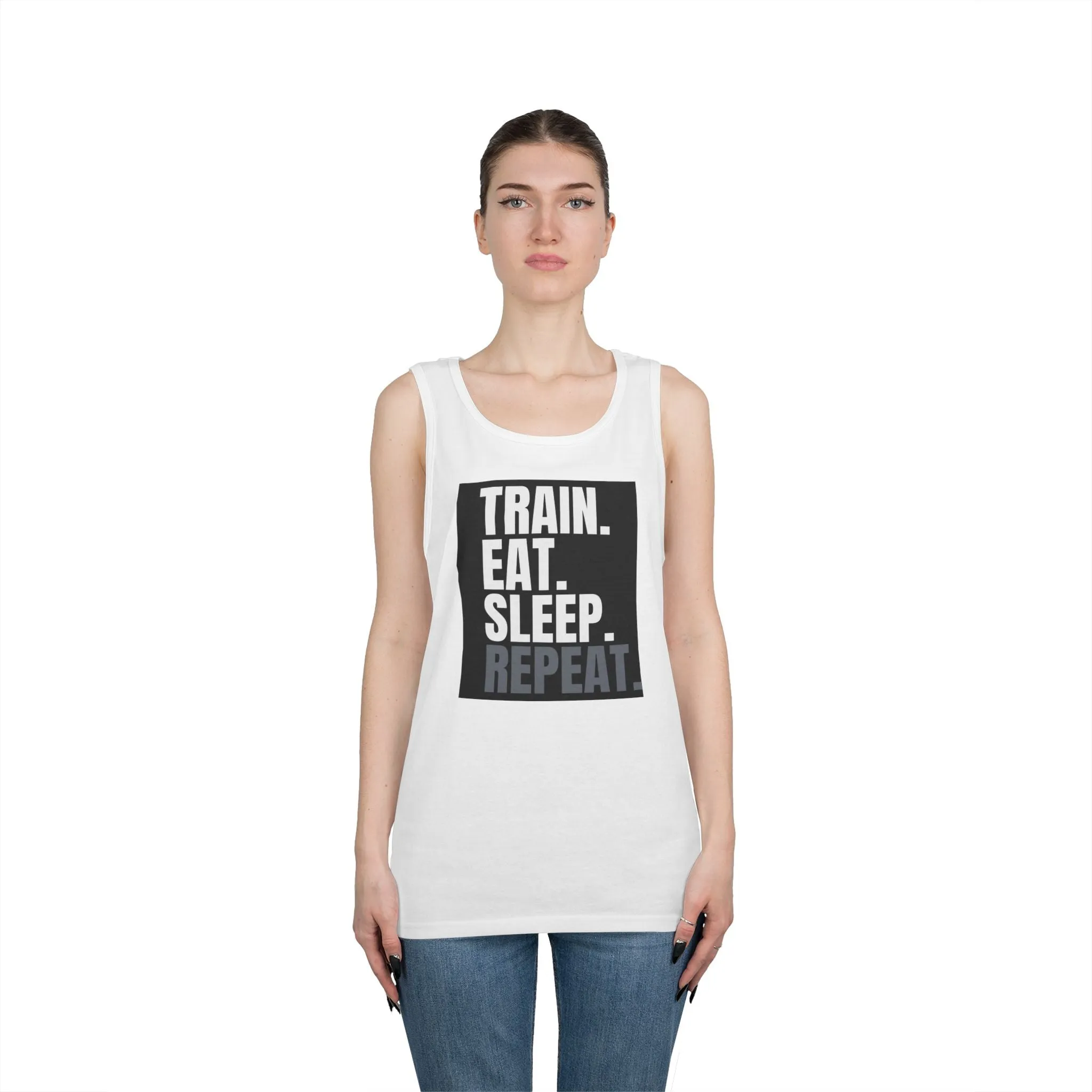 Motivational Workout Tank Top - Train, Eat, Sleep, Repeat