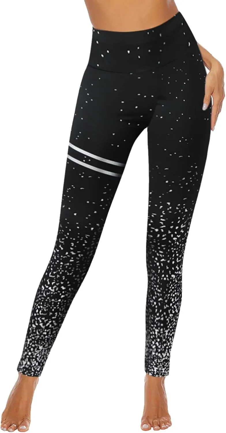 MRAFDGFB Sleep Slimmers Compression Leggings Plus Size Women Workout Silver Print Sports Yoga Pants Sexy Compression
