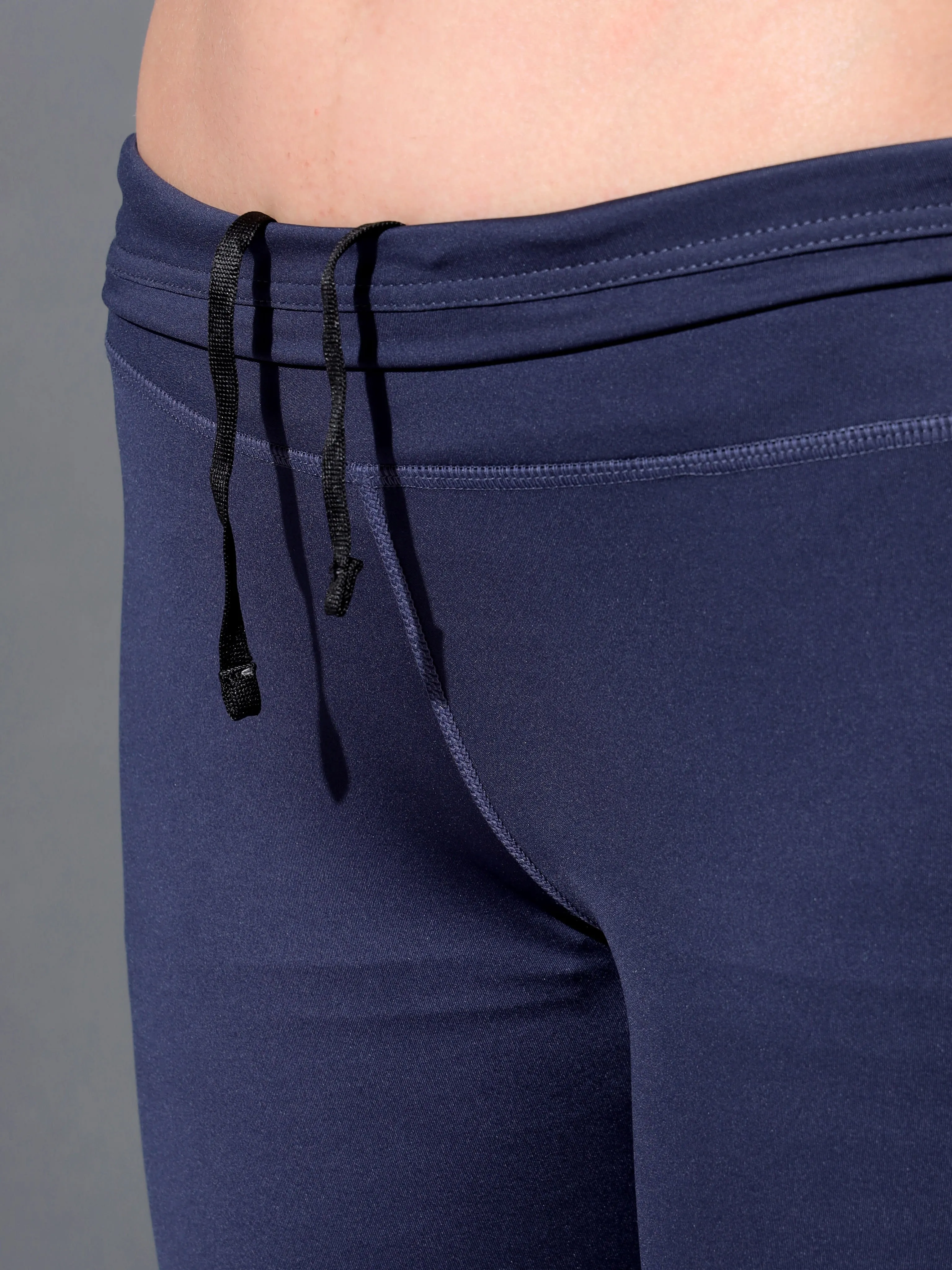 Navy High Waist Solid Workout Tights