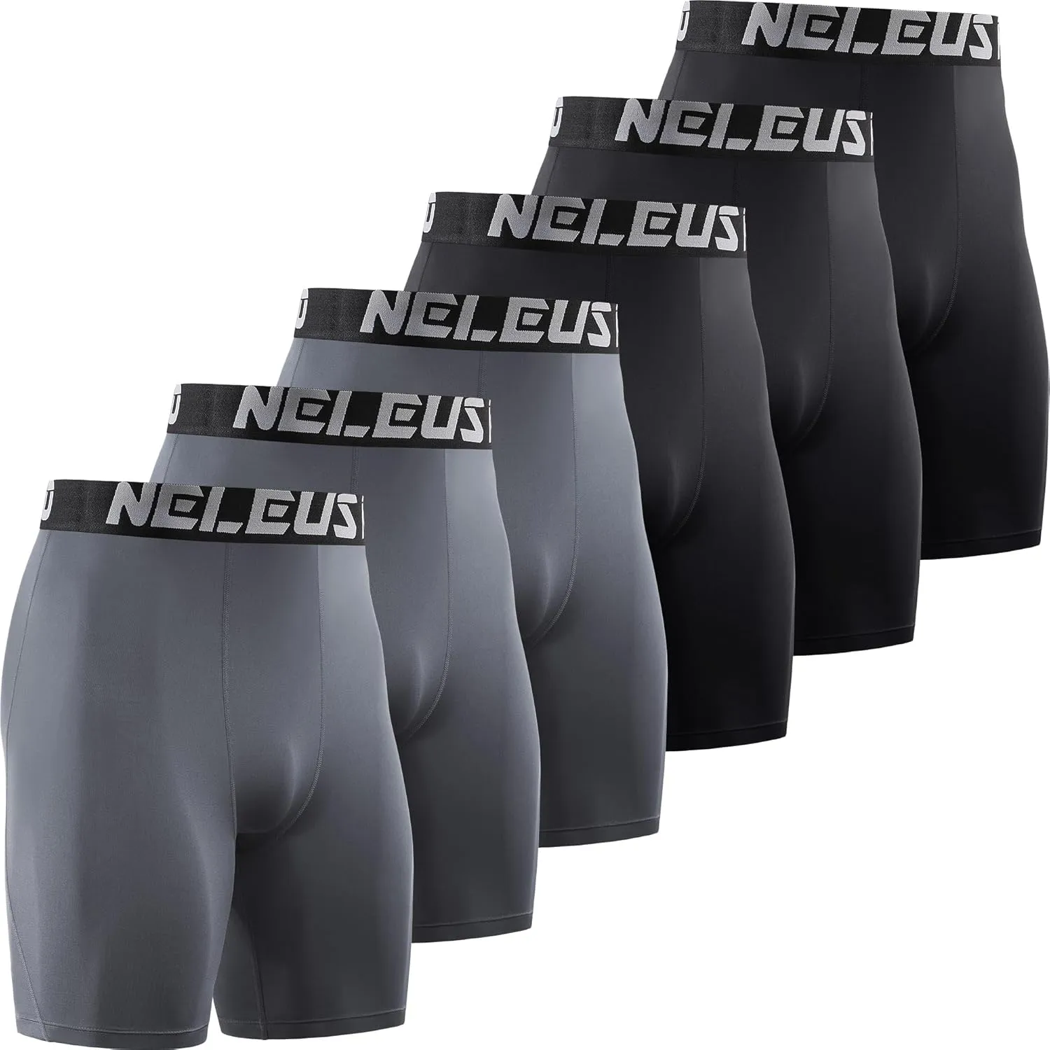 NELEUS 3 or 6 Pack Compression Shorts for Men Spandex Sport Shorts Running Athletic Workout Performance Baselayer Underwear
