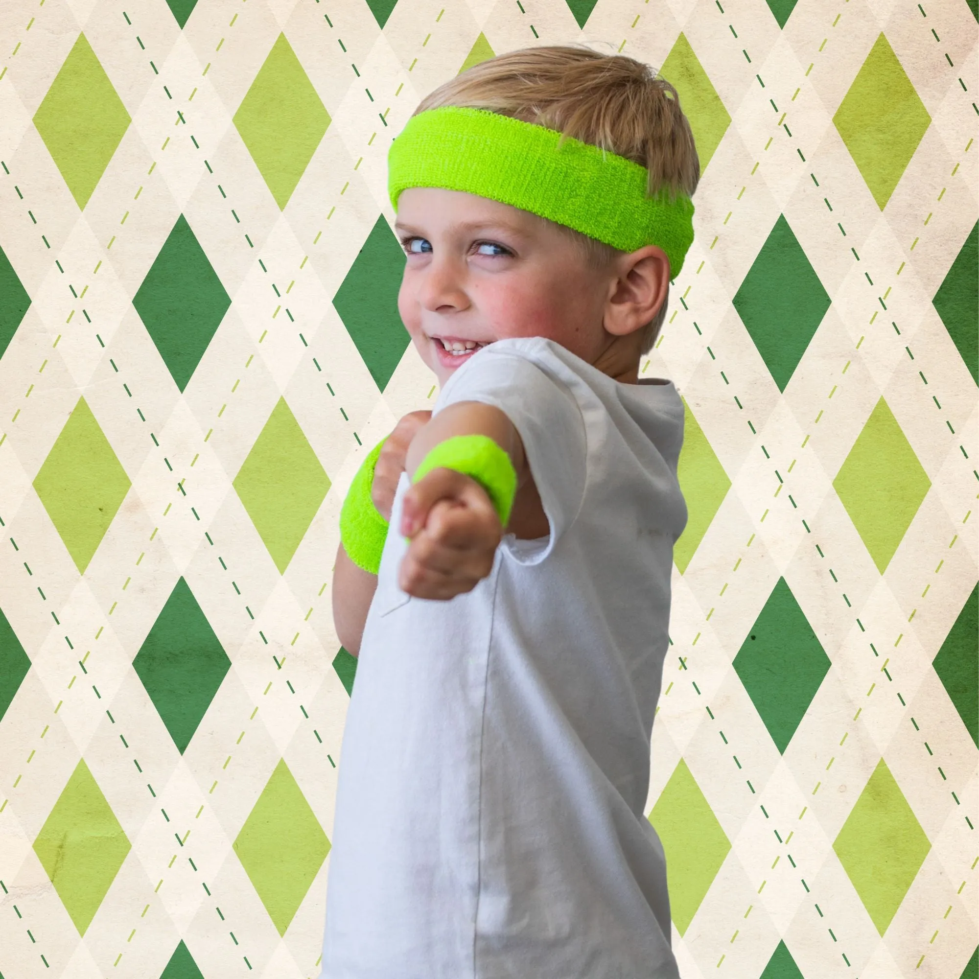 Neon Green Sweatband Set