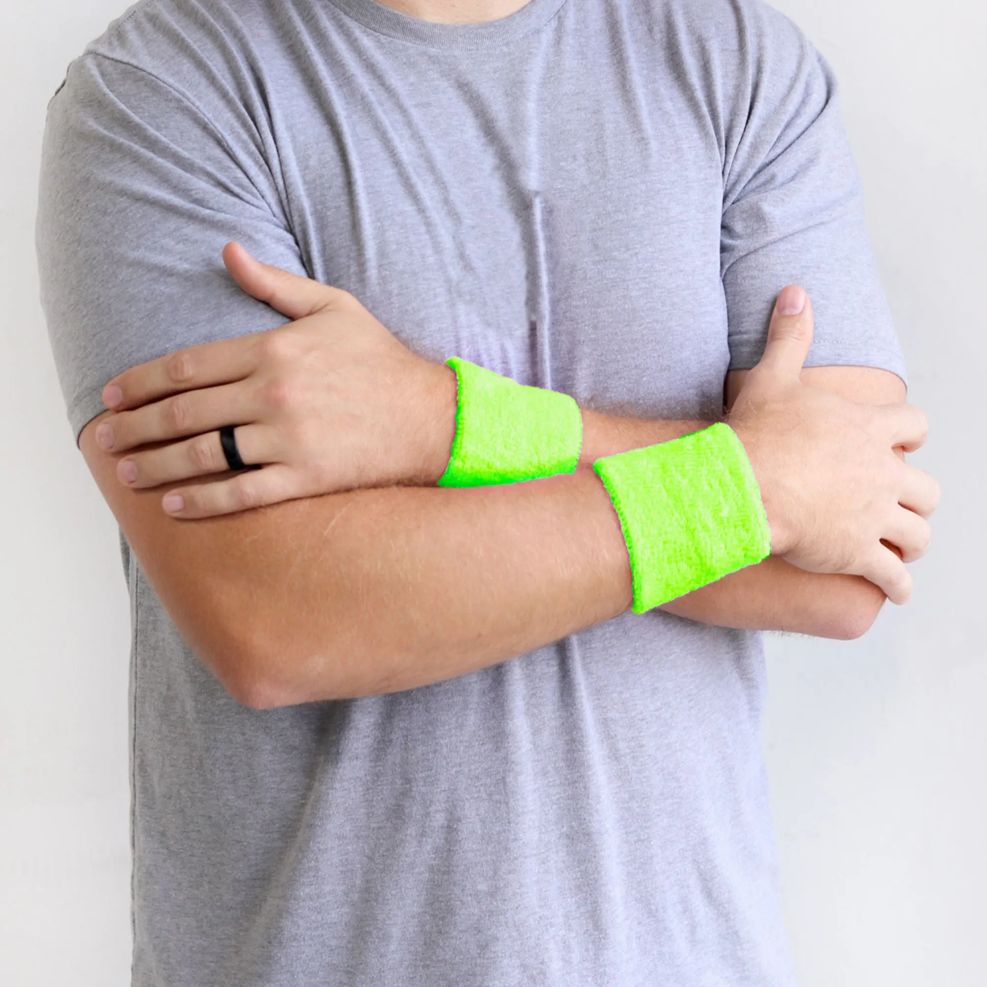 Neon Green Wrist Sweatbands - 2 Pack