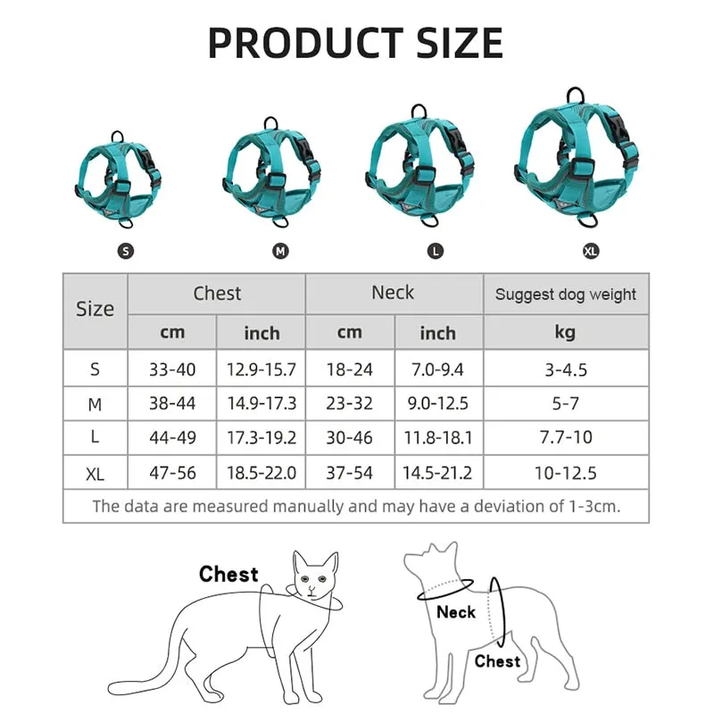 New Dog Harness for Small Meduim Dogs Cats No Pull Reflective Pet Chest Vest Traction Leash Set Adjustable Outdoors Pet Harness
