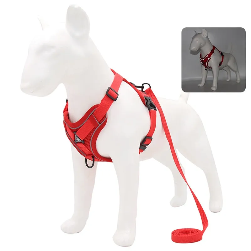 New Dog Harness for Small Meduim Dogs Cats No Pull Reflective Pet Chest Vest Traction Leash Set Adjustable Outdoors Pet Harness