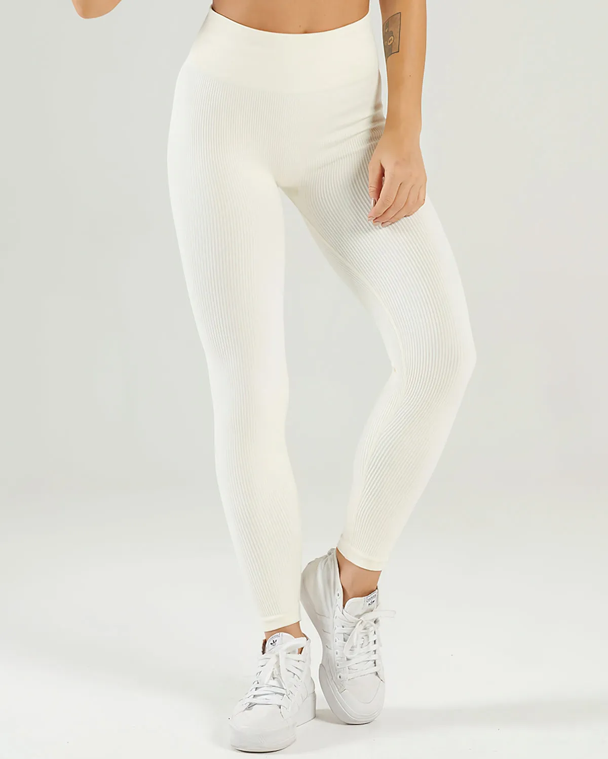Nieve Ribbed Seamless Leggings - Beige