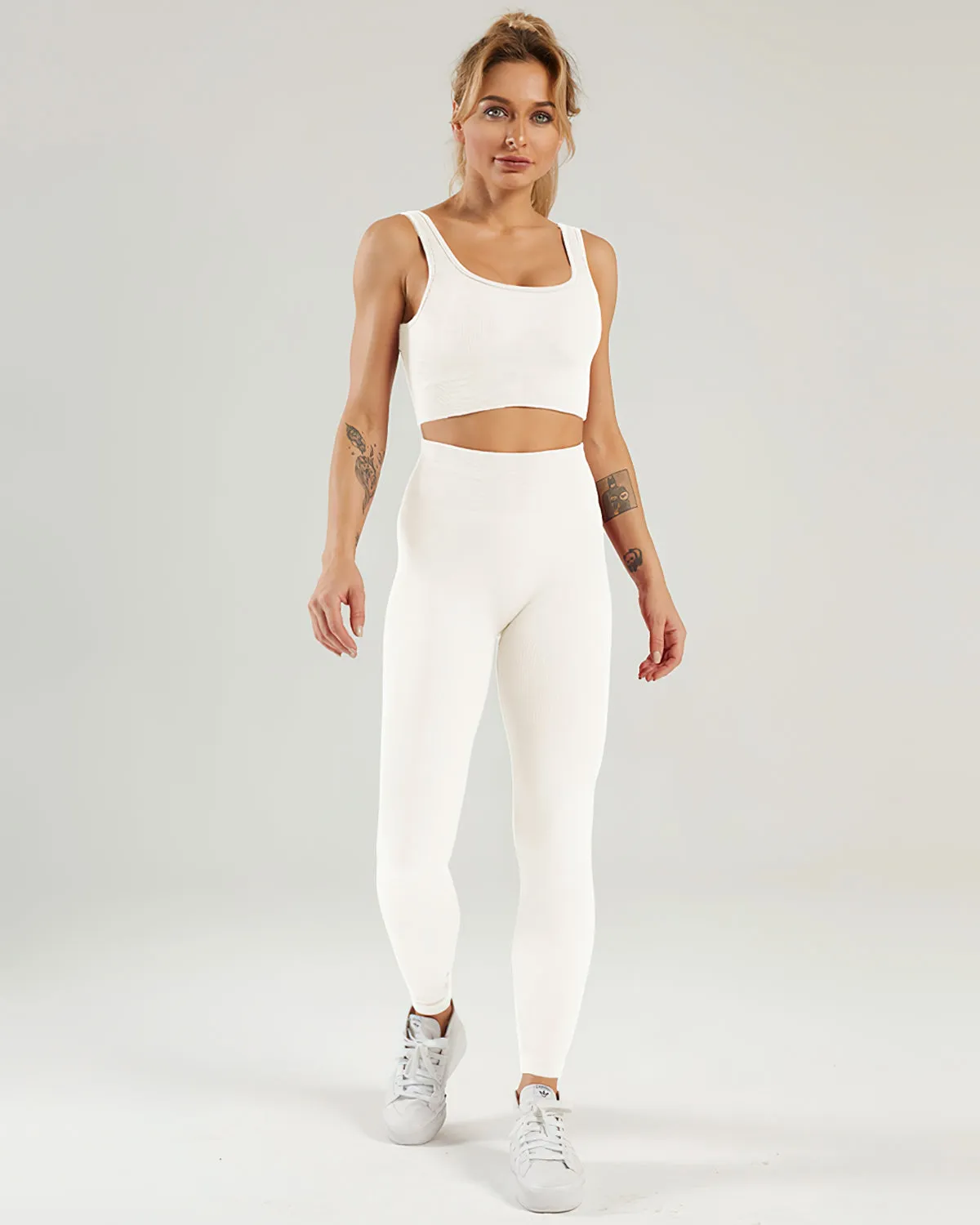 Nieve Ribbed Seamless Leggings - Beige