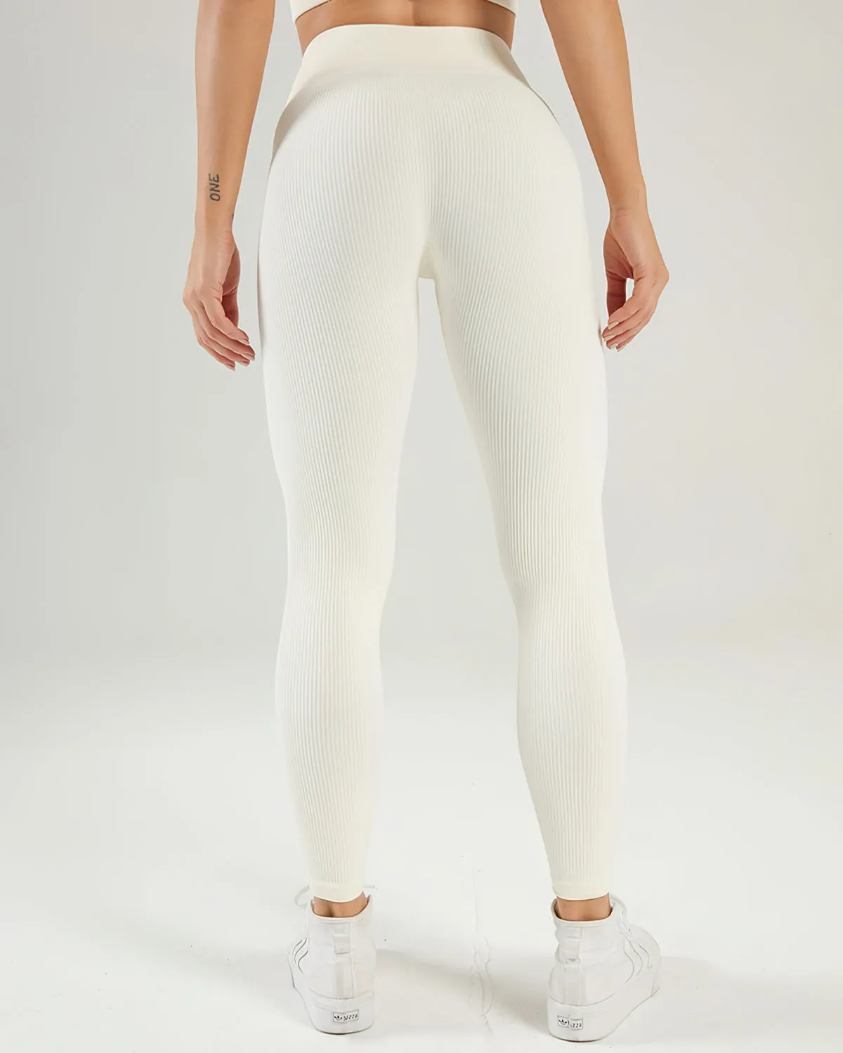 Nieve Ribbed Seamless Leggings - Beige