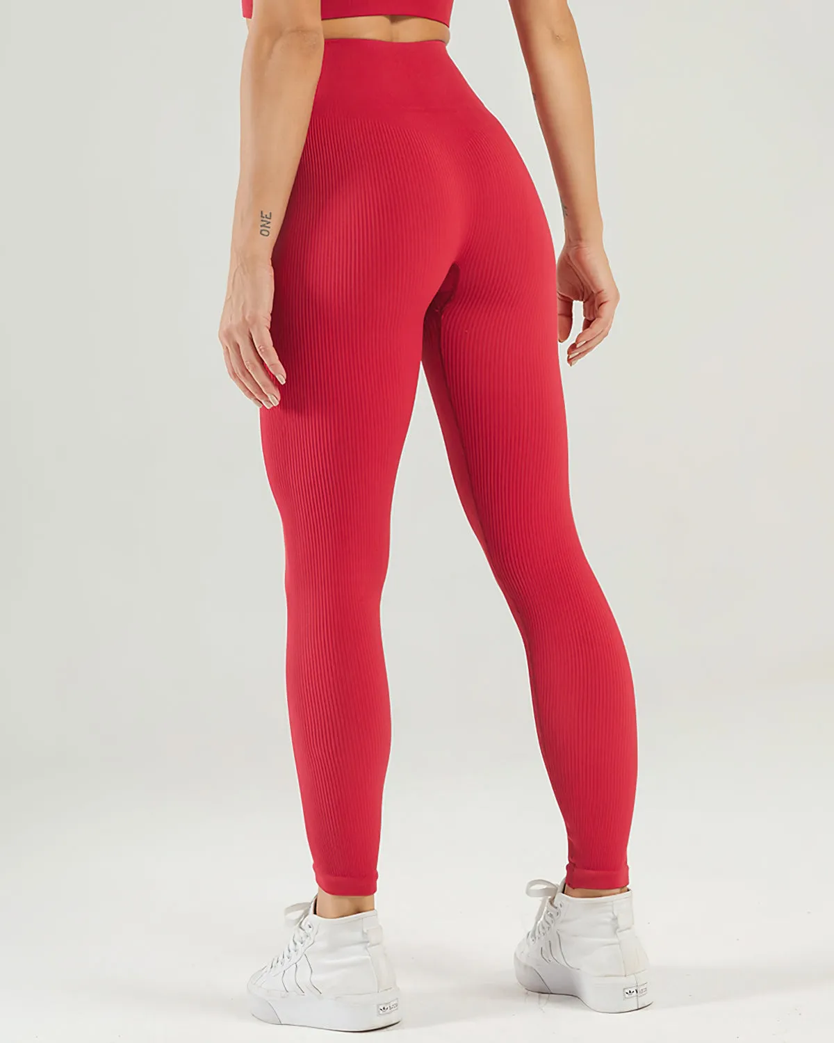 Nieve Ribbed Seamless Leggings - Cardinal
