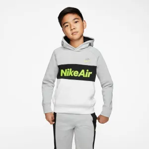 Nike Kids Air Pullover Fleece Hoodie - Light Smoke Grey/White/Black/Volt