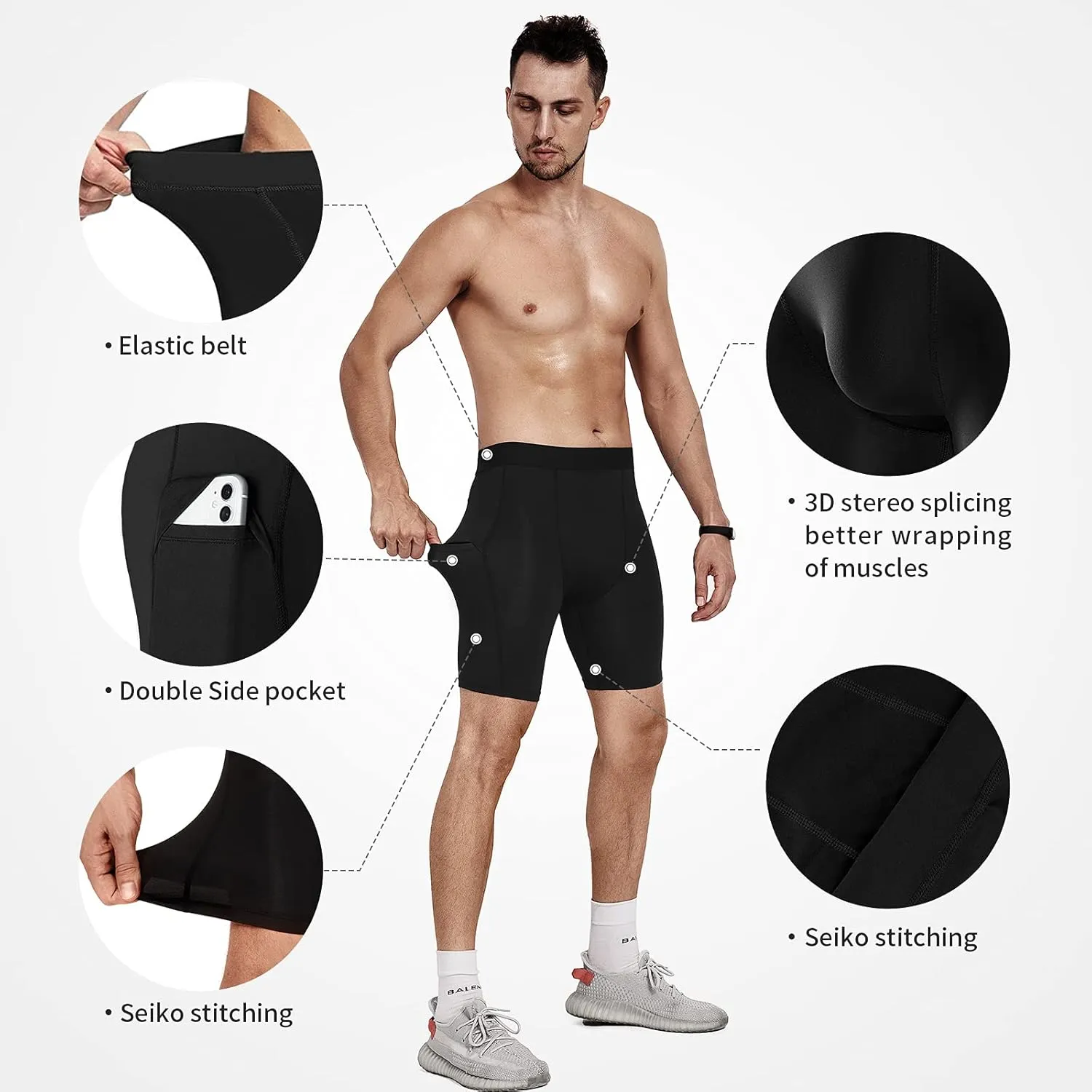 Niksa Compression Shorts Men 2/3 Pack, Compression Underwear for Men Athletic Shorts, Running Workout Fitness Shorts