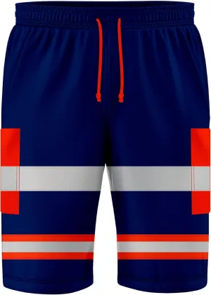 NOROZE Mens Hi Viz Safety Work 3/4 Shorts Side Pocket Bottoms Joggers Cargo Workwear