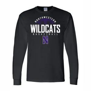 Northwestern Basketball Men's Black Long-Sleeve Tee