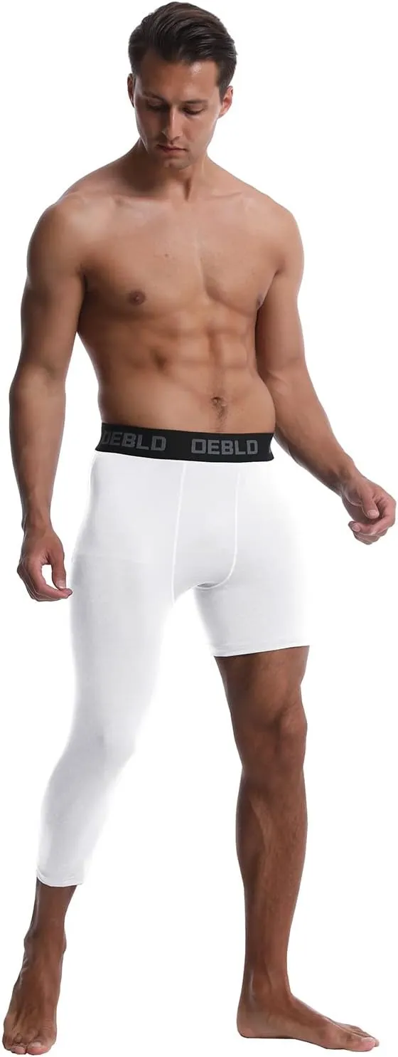 OEBLD Single Leg 3/4 Compression Tights, Unisex Sports Compression Pants, Basketball Leg Sleeves