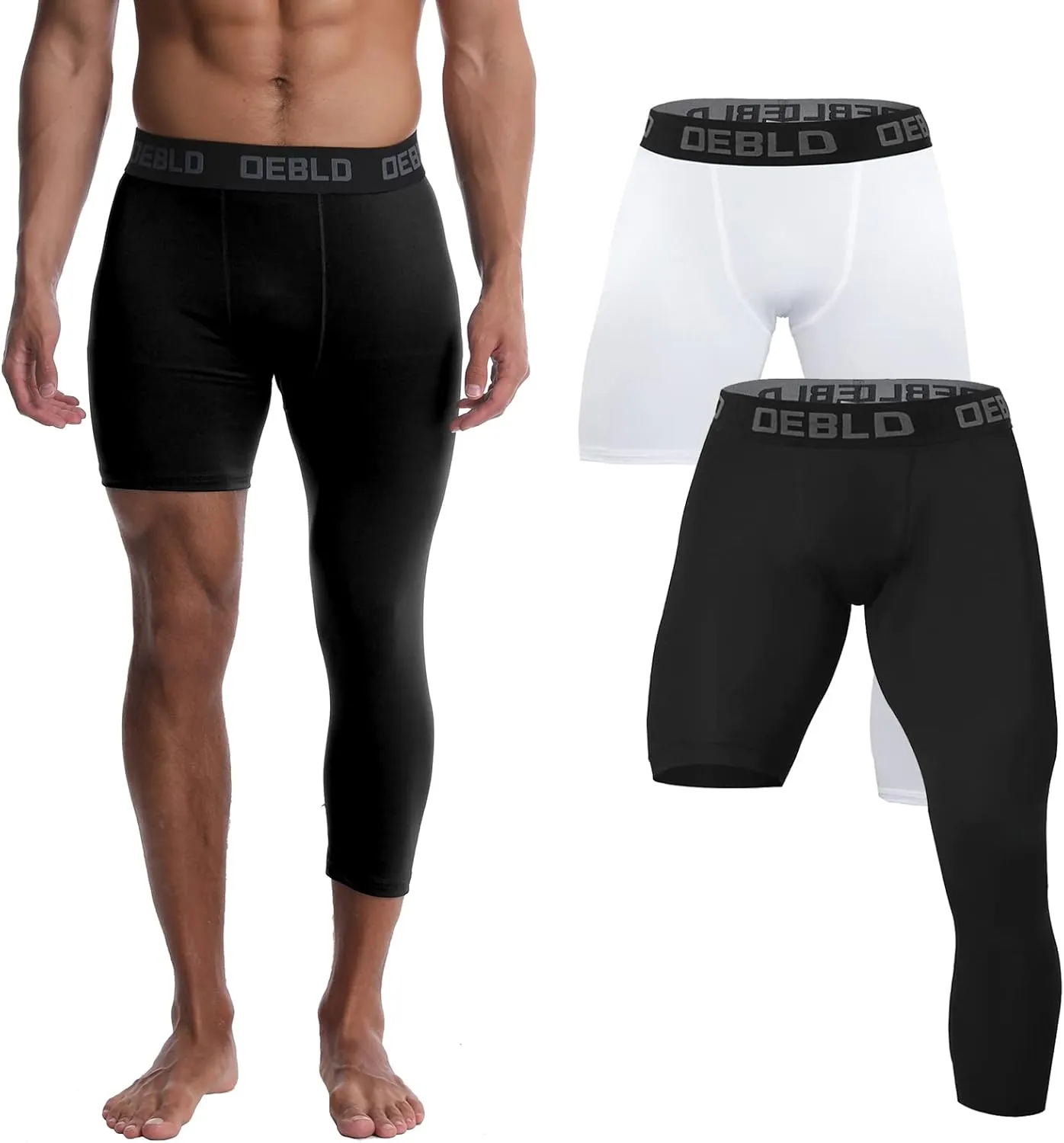 OEBLD Single Leg 3/4 Compression Tights, Unisex Sports Compression Pants, Basketball Leg Sleeves