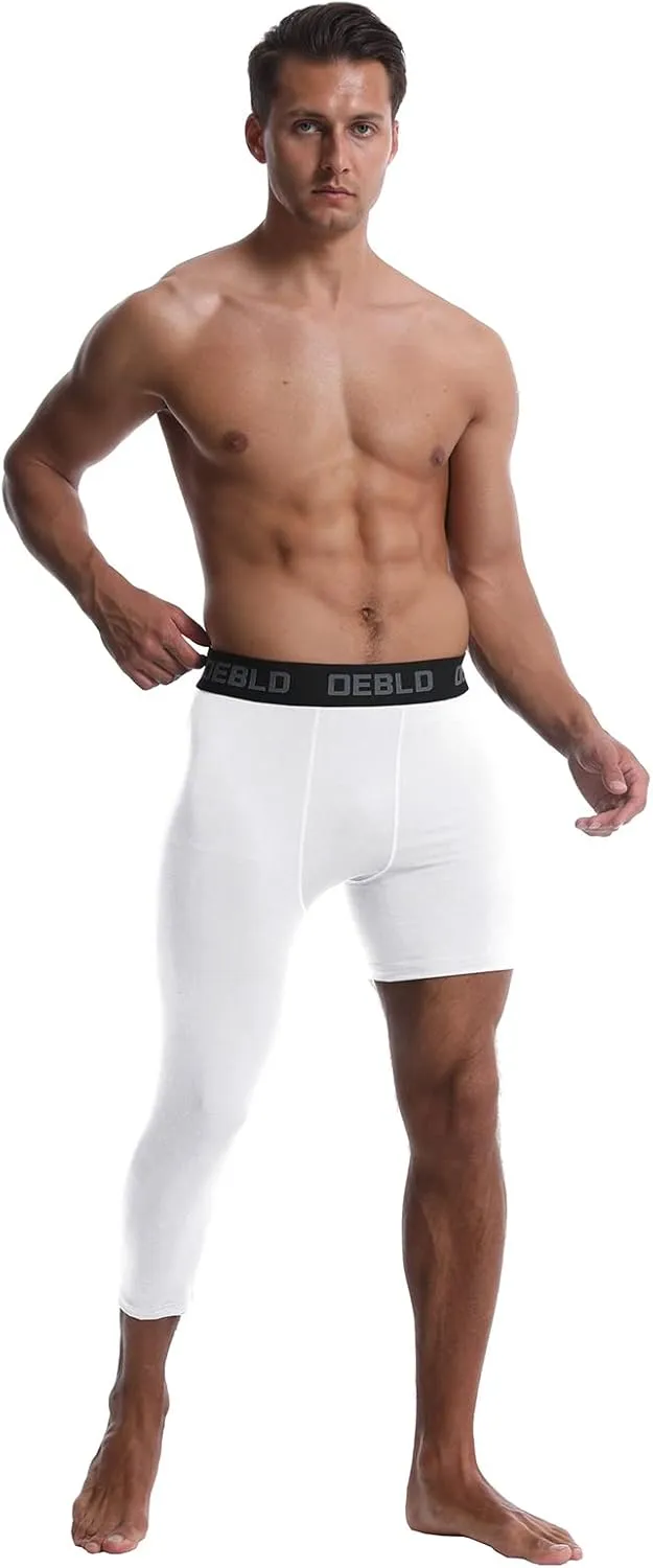 OEBLD Single Leg 3/4 Compression Tights, Unisex Sports Compression Pants, Basketball Leg Sleeves