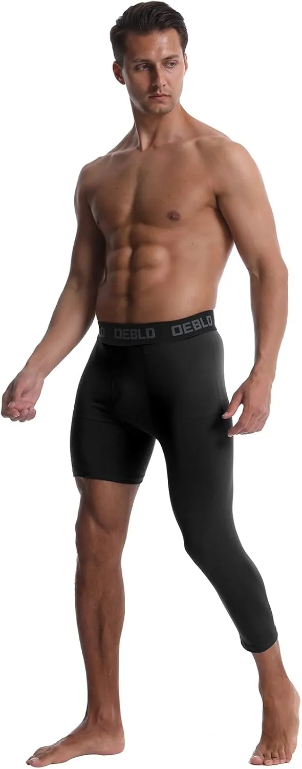 OEBLD Single Leg 3/4 Compression Tights, Unisex Sports Compression Pants, Basketball Leg Sleeves