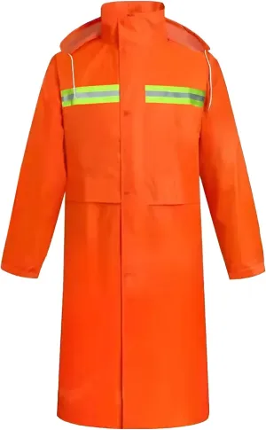 OhMill Men Raincoat High Visibility Safety Vest Full Stormproof Labor Reflective Rain Poncho Safety Jacket Outdoor Site