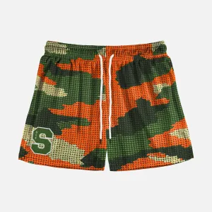 Orange Green Urban Camo Shorts - 5"