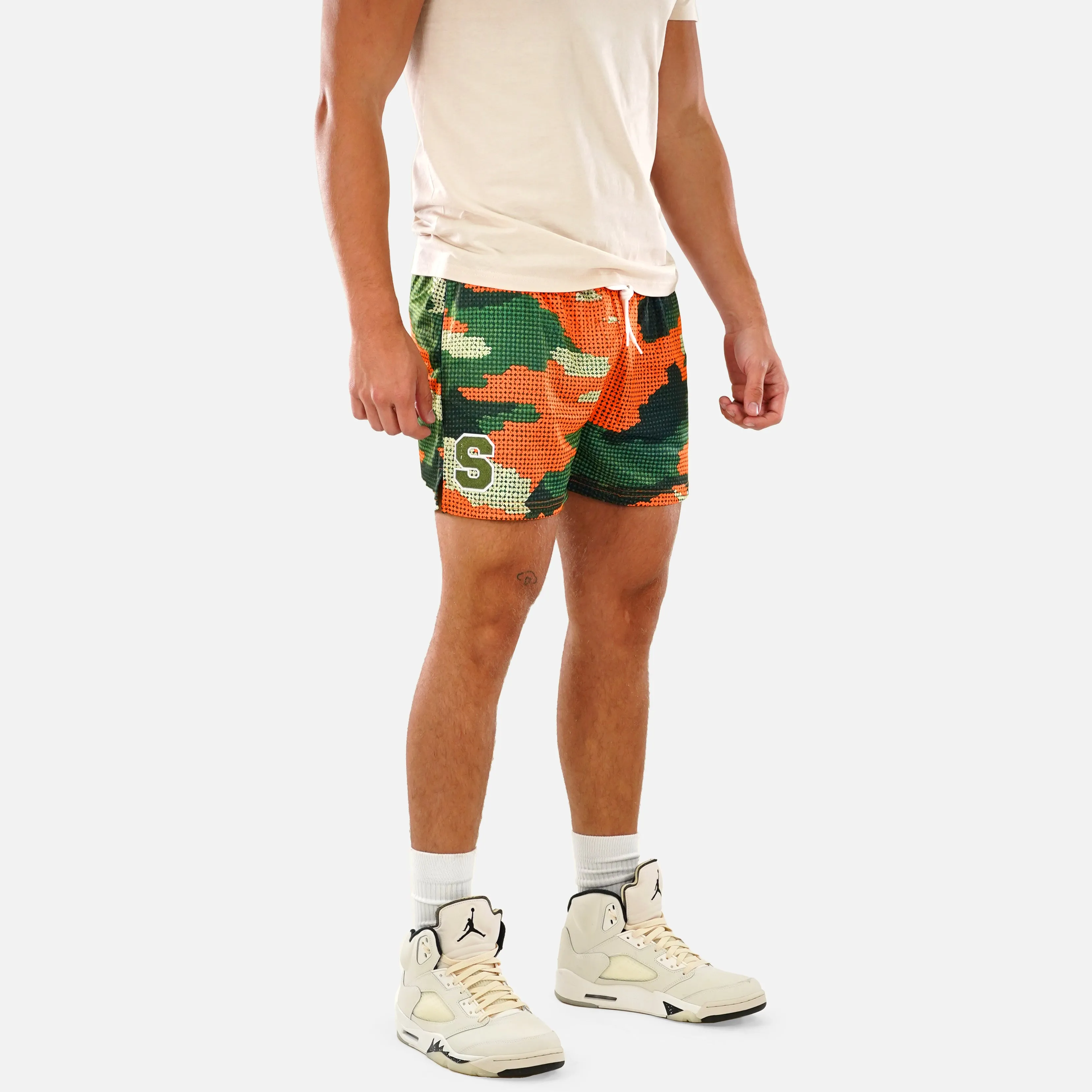 Orange Green Urban Camo Shorts - 5"