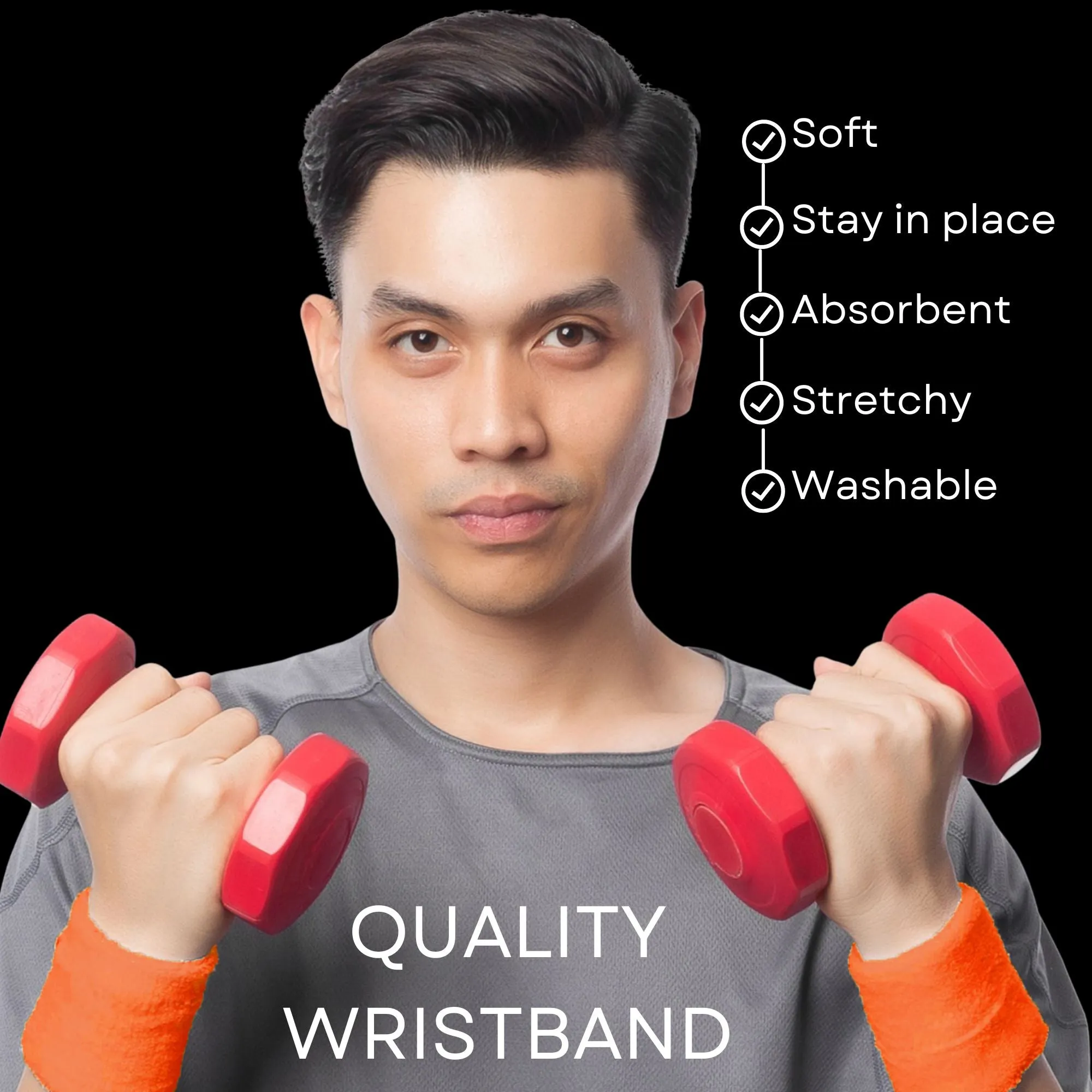 Orange Wrist Sweatbands - 2 Pack