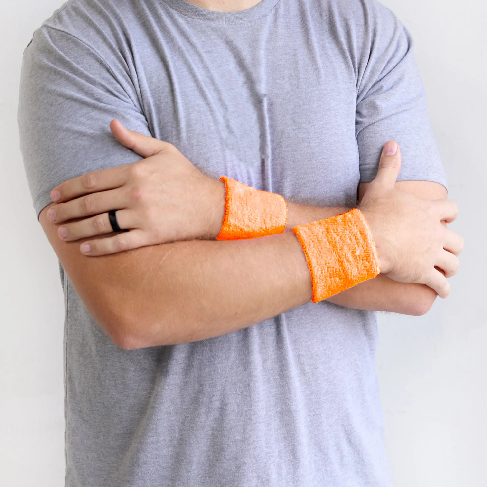 Orange Wrist Sweatbands - 2 Pack