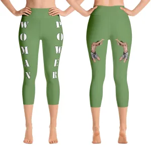 Our best viral leggings moss green woman power white letters