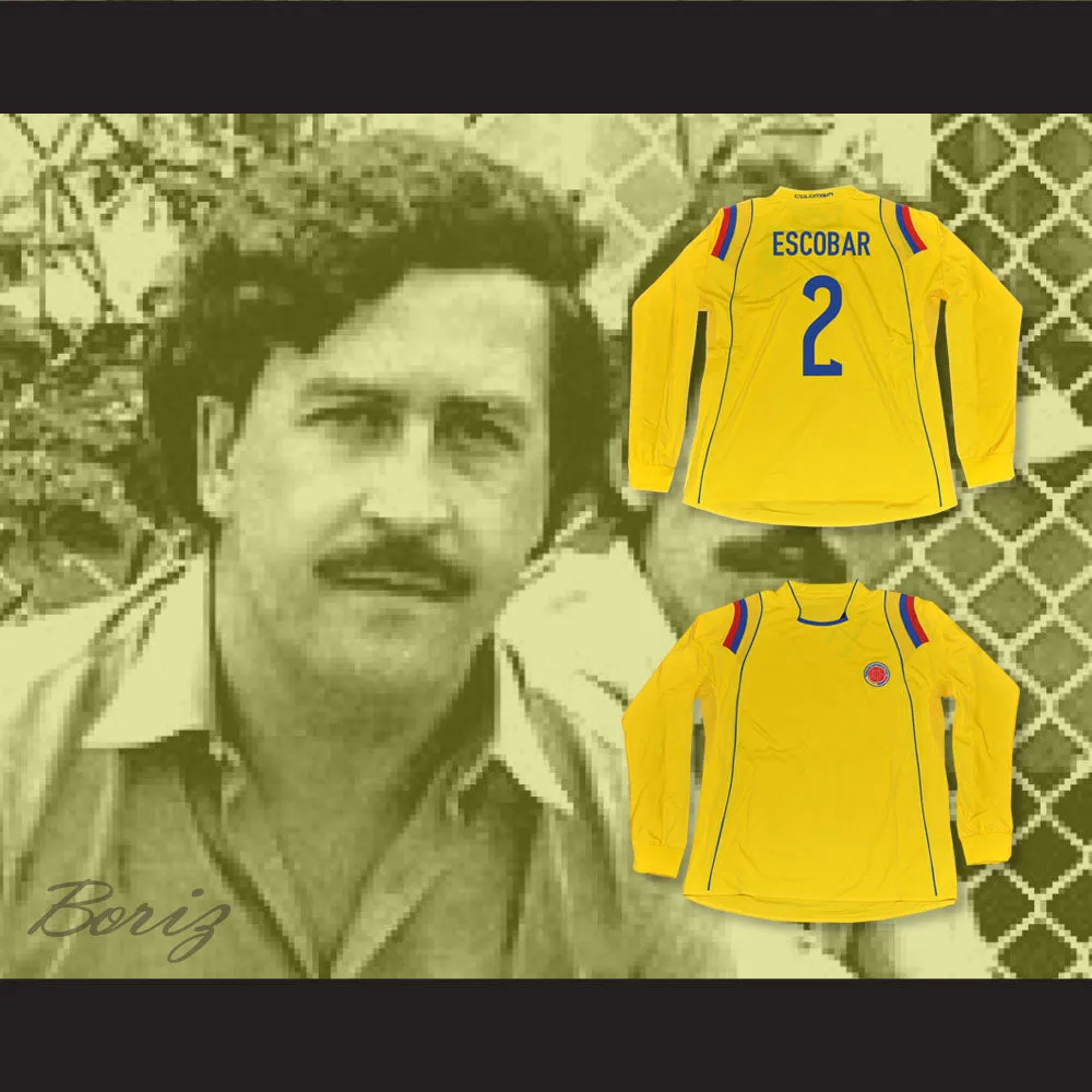 Pablo Escobar 2 Colombia Yellow Long Sleeve Football Soccer Jersey