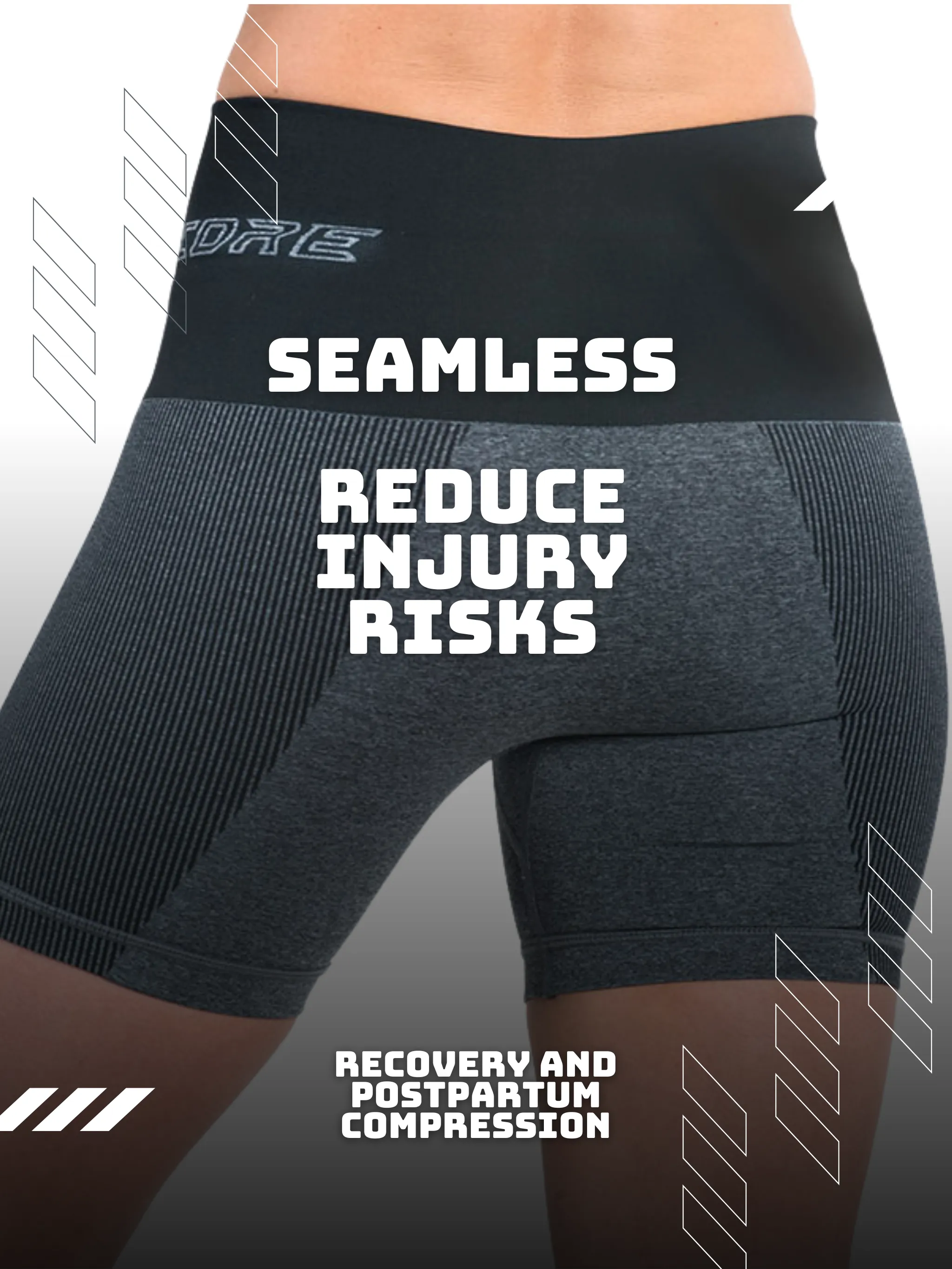 Patented women's CORETECH® Sports performance/ Recovery and Postpartum Compression Shorts
