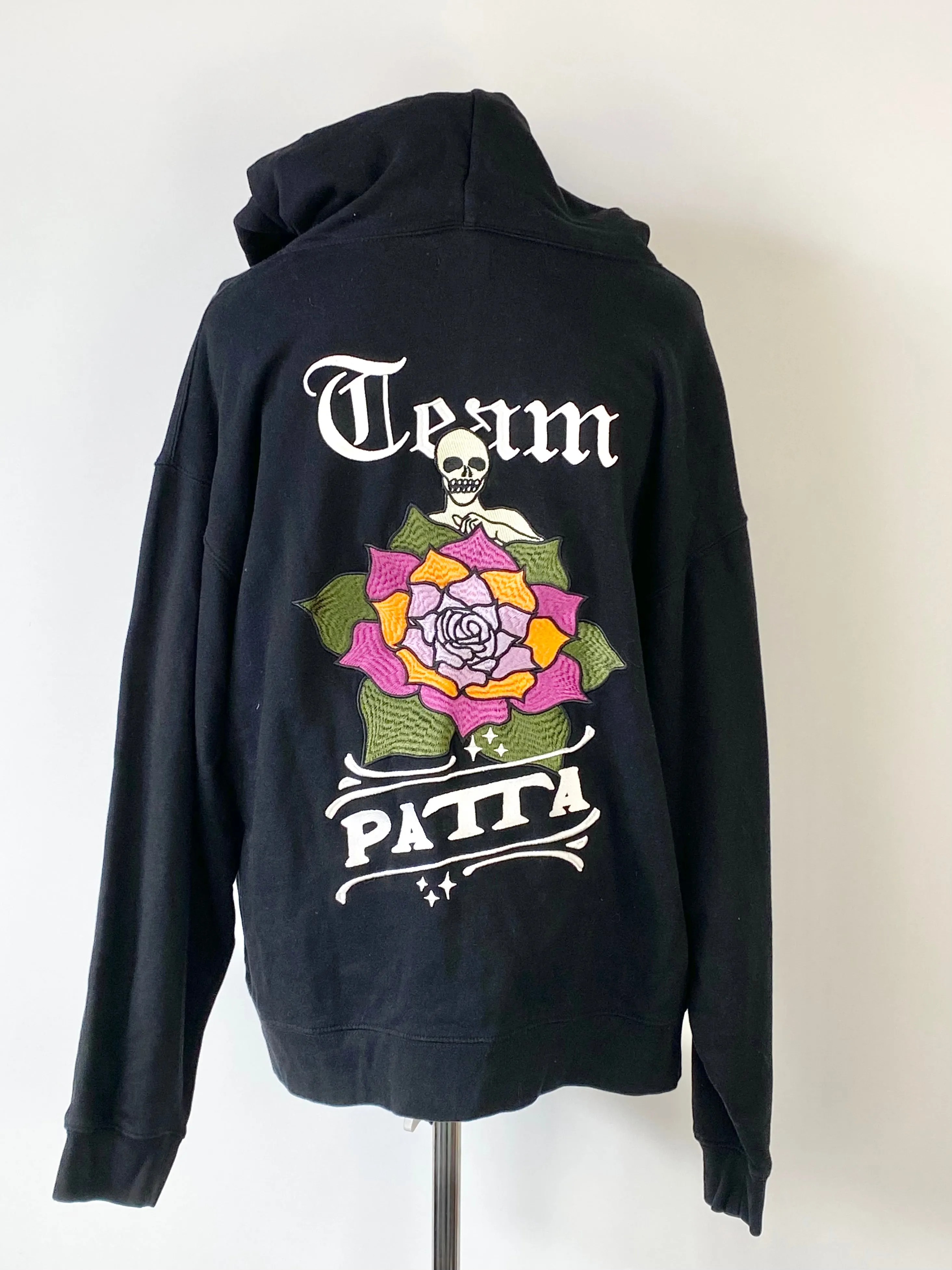 Patta Clothing Black Rose Embroidered Hoodie - XL