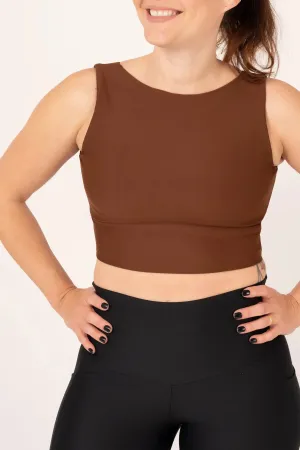 Performance Reversible Comfort Crop Top - Chocolate