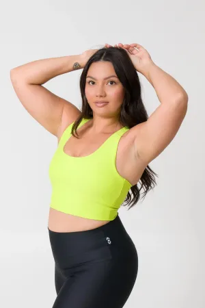 Performance T Back Comfort Crop Top - Neon Yellow