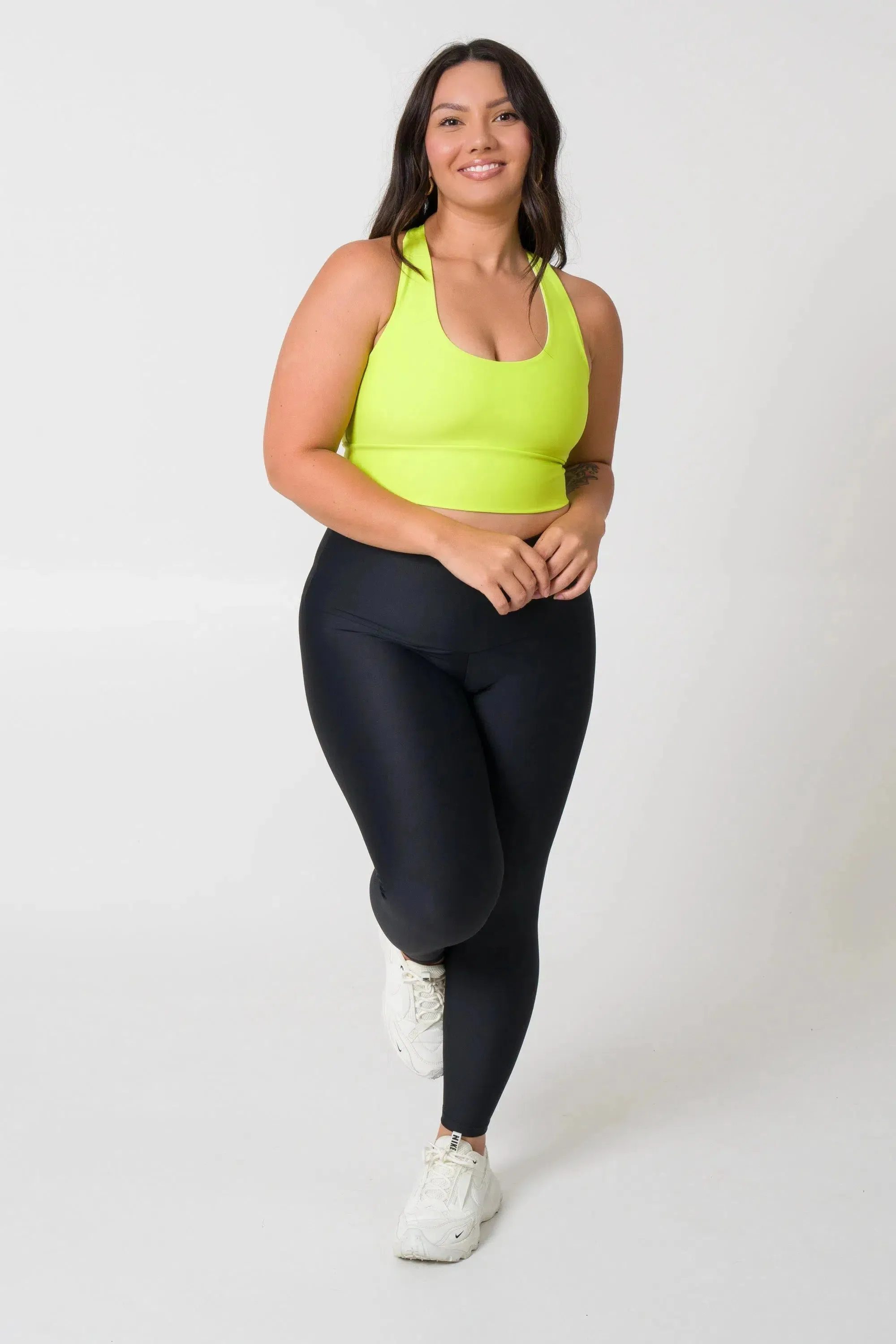 Performance T Back Comfort Crop Top - Neon Yellow