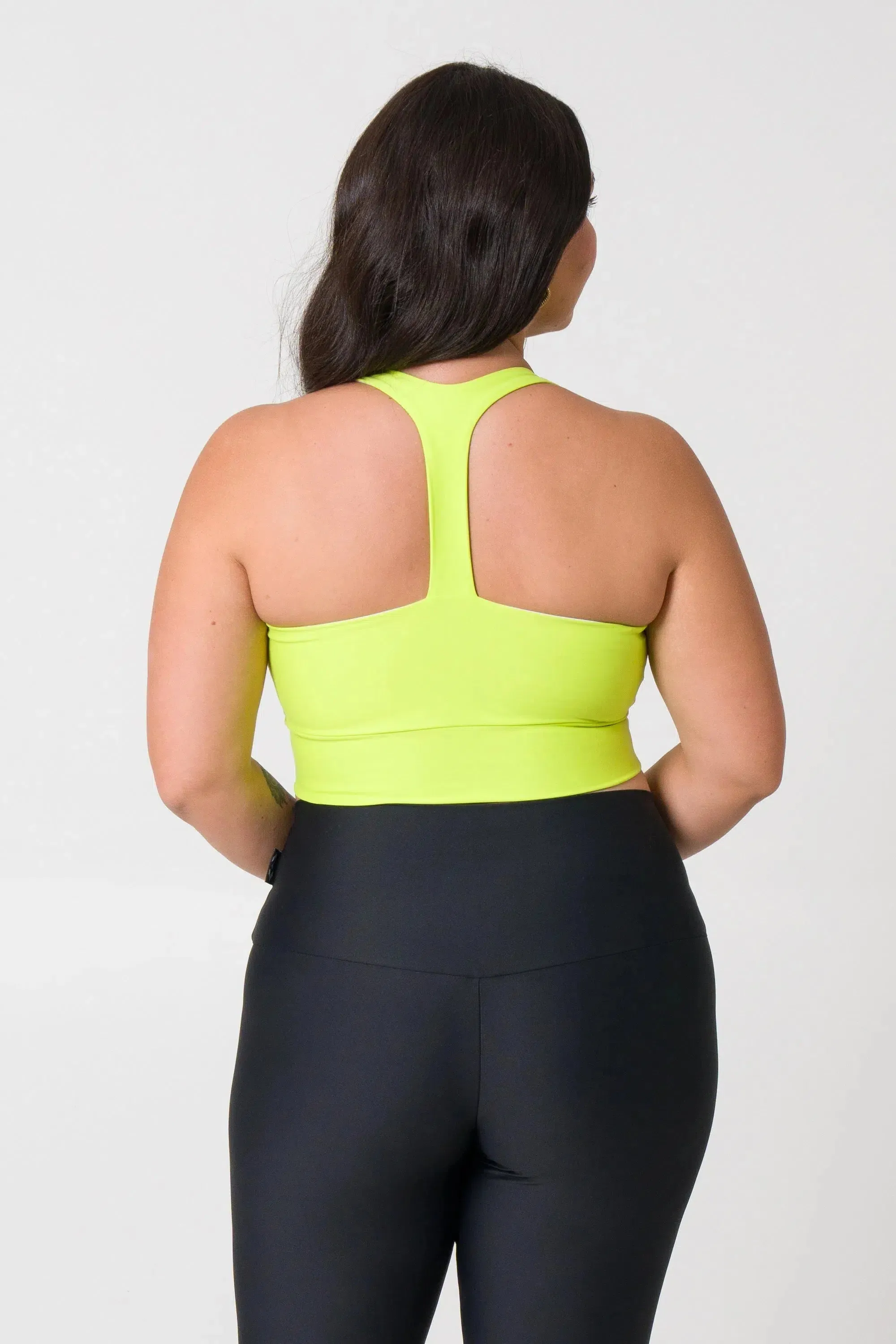 Performance T Back Comfort Crop Top - Neon Yellow