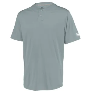 Performance Two-Button Solid Baseball Grey Jersey