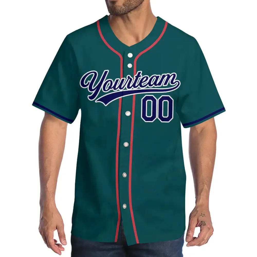 Personalized Gray Red Royal Pinstripe Baseball Shirt