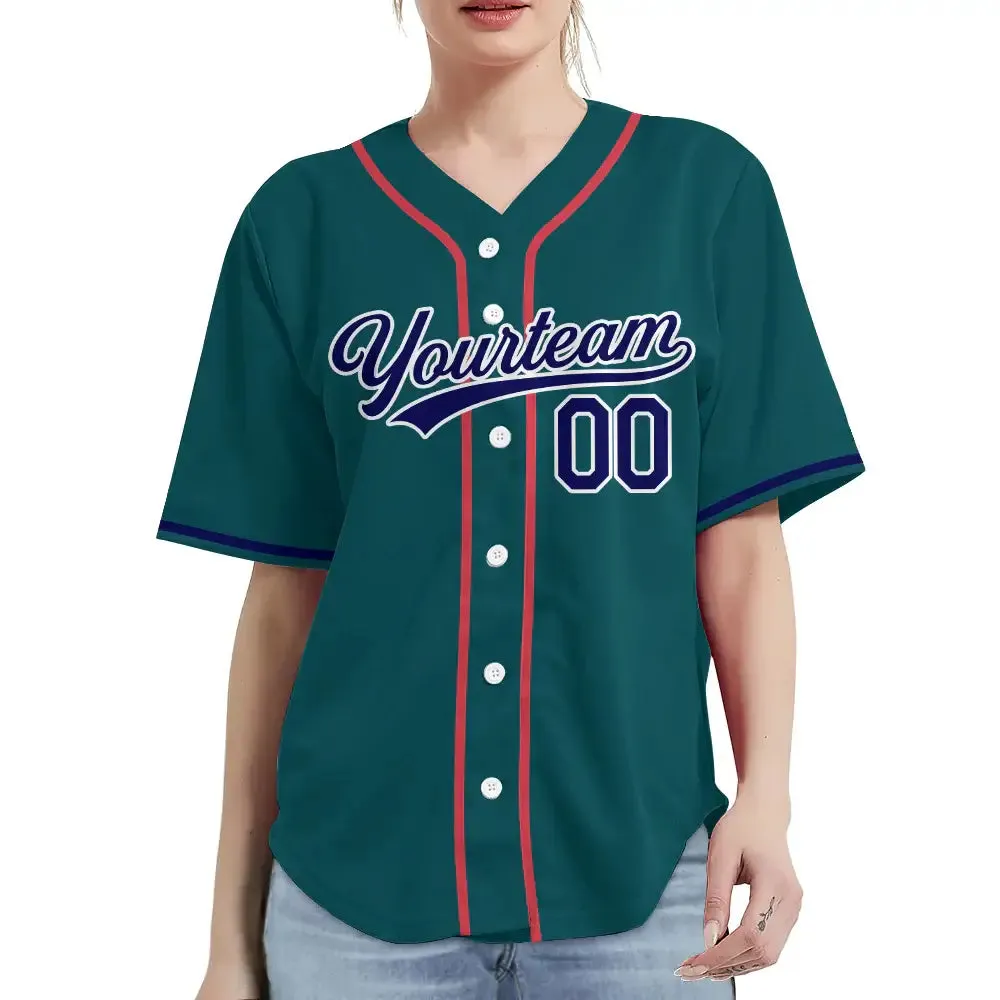 Personalized Gray Red Royal Pinstripe Baseball Shirt