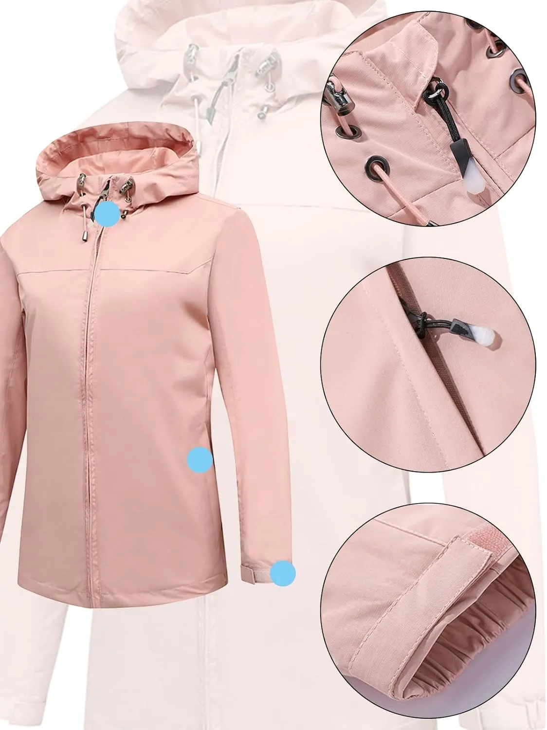 Personalized Women's Waterproof Rain Jacket Custom Lightweight Raincoat Hooded Outdoor Softshell Windbreaker