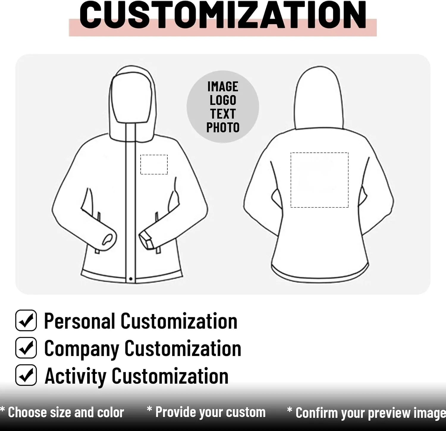 Personalized Women's Waterproof Rain Jacket Custom Lightweight Raincoat Hooded Outdoor Softshell Windbreaker