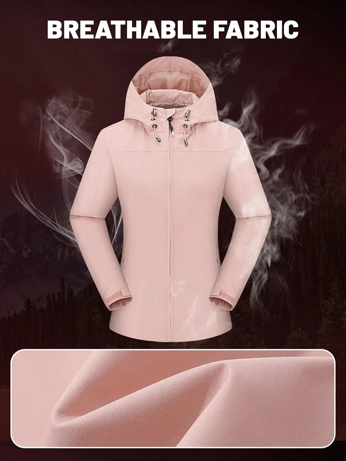 Personalized Women's Waterproof Rain Jacket Custom Lightweight Raincoat Hooded Outdoor Softshell Windbreaker