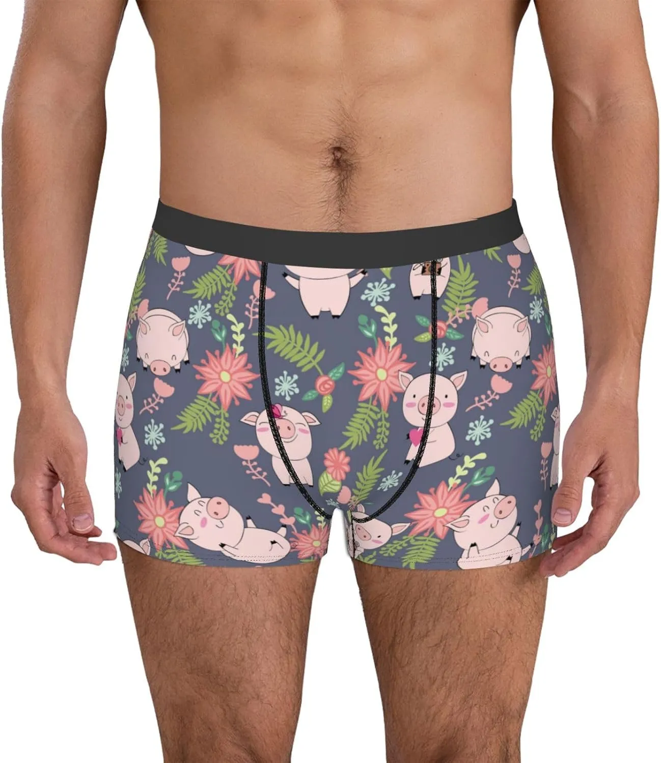 Pigs Print Boxer Briefs For Men Breathable Underwear-